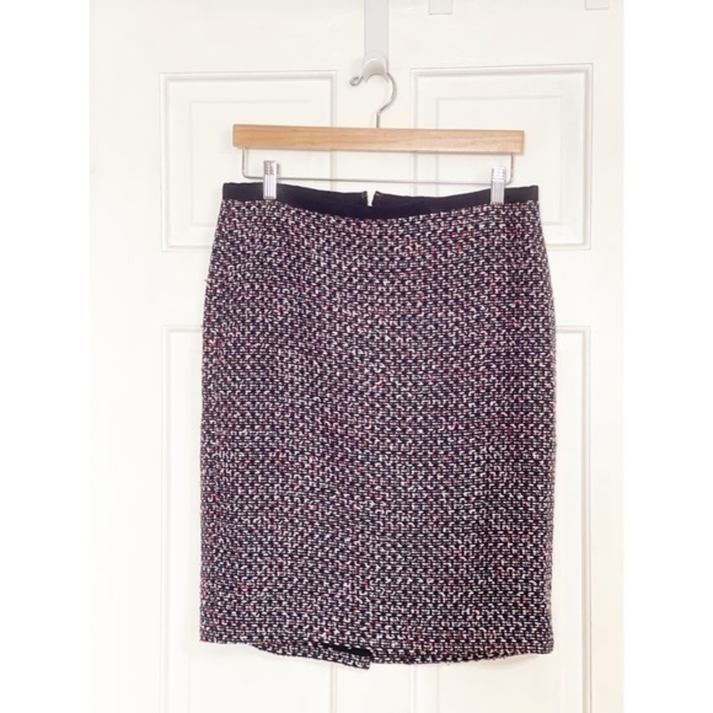 Talbots Blue, Red and White Tweed Pencil Skirt
